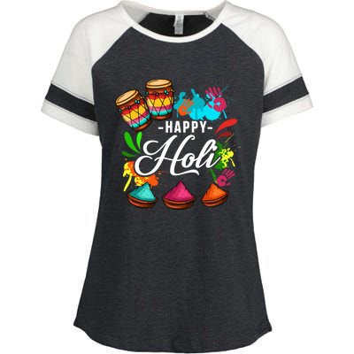 Happy Holi Festival Color Costume India Hindu Spring Funny Gift Enza Ladies Jersey Colorblock Tee