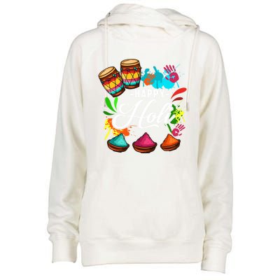 Happy Holi Festival Color Costume India Hindu Spring Funny Gift Womens Funnel Neck Pullover Hood