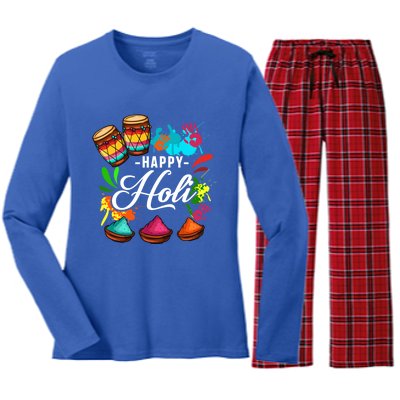 Happy Holi Festival Color Costume India Hindu Spring Funny Gift Women's Long Sleeve Flannel Pajama Set 