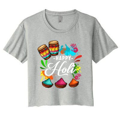 Happy Holi Festival Color Costume India Hindu Spring Funny Gift Women's Crop Top Tee