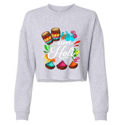 Happy Holi Festival Color Costume India Hindu Spring Funny Gift Cropped Pullover Crew