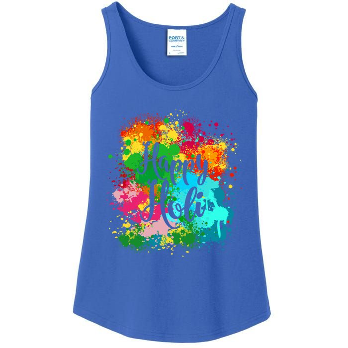 Happy Holi Festival Color Costume India Hindu Spring Funny Gift Ladies Essential Tank