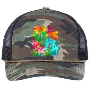 Happy Holi Festival Color Costume India Hindu Spring Funny Gift Retro Rope Trucker Hat Cap