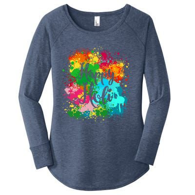 Happy Holi Festival Color Costume India Hindu Spring Funny Gift Women's Perfect Tri Tunic Long Sleeve Shirt