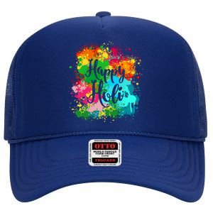 Happy Holi Festival Color Costume India Hindu Spring Funny Gift High Crown Mesh Back Trucker Hat