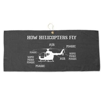 How Helicopters Fly Funny Helicopter Pilot Large Microfiber Waffle Golf Towel