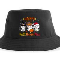 Happy Hallothanksmas Funny Cute Cats Sustainable Bucket Hat