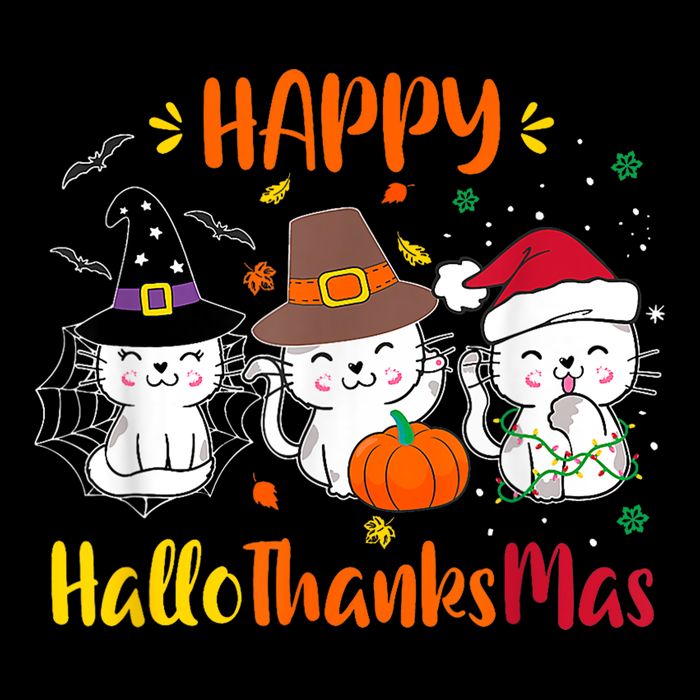 Happy Hallothanksmas Funny Cute Cats Sustainable Bucket Hat