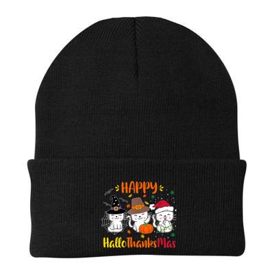 Happy Hallothanksmas Funny Cute Cats Beanie