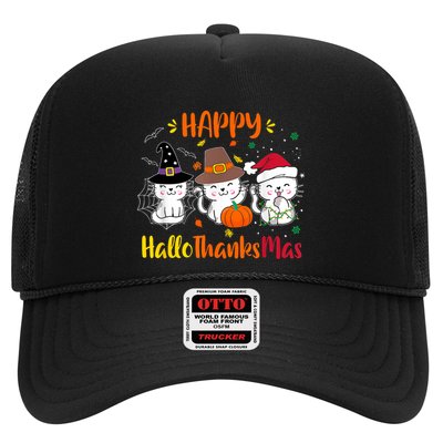 Happy Hallothanksmas Funny Cute Cats Trucker Hat