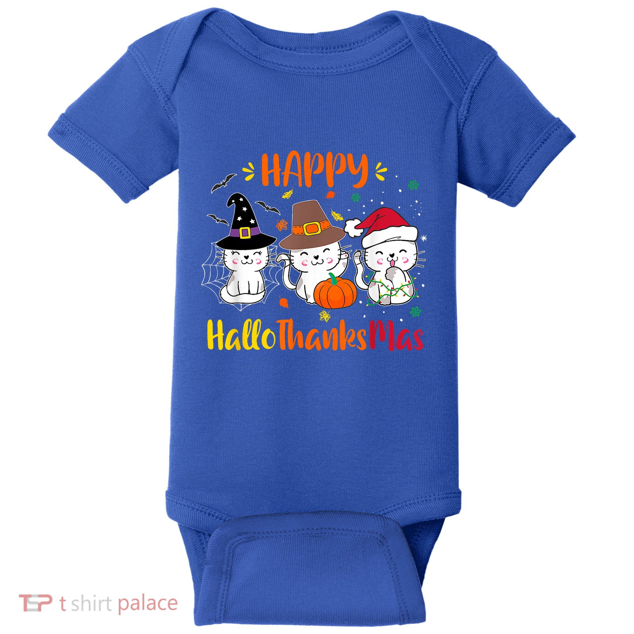 Happy Hallothanksmas Funny Cute Cats Baby Bodysuit