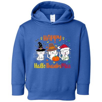 Happy Hallothanksmas Funny Cute Cats Toddler Hoodie