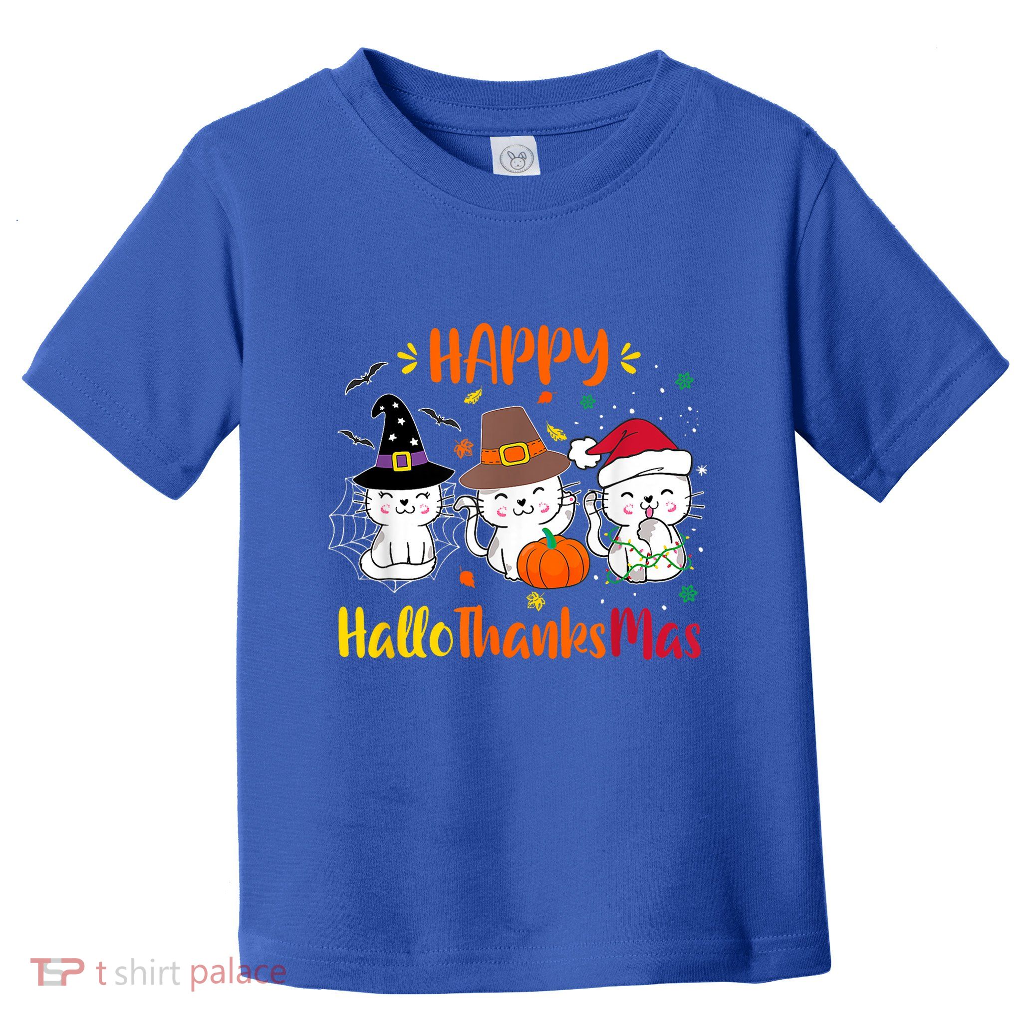 Happy Hallothanksmas Funny Cute Cats Toddler T-Shirt