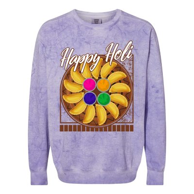 Happy Holi Festival Happy Holi Gujiya Dumpling Of India Tee Gift Colorblast Crewneck Sweatshirt