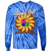 Happy Holi Festival Happy Holi Gujiya Dumpling Of India Tee Gift Tie-Dye Long Sleeve Shirt