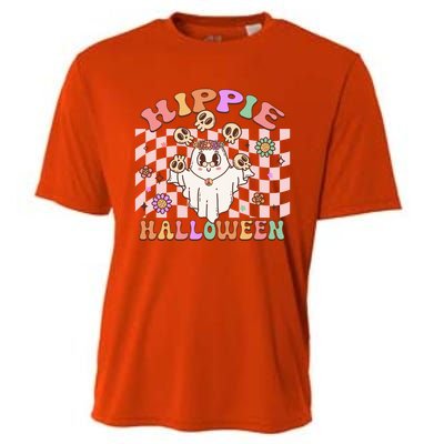 Hippie Halloween Floral Retro Groovy Ghost Costume Checkered Gift Cooling Performance Crew T-Shirt