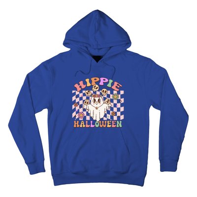 Hippie Halloween Floral Retro Groovy Ghost Costume Checkered Gift Hoodie