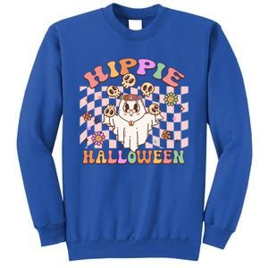 Hippie Halloween Floral Retro Groovy Ghost Costume Checkered Gift Sweatshirt