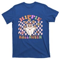 Hippie Halloween Floral Retro Groovy Ghost Costume Checkered Gift T-Shirt