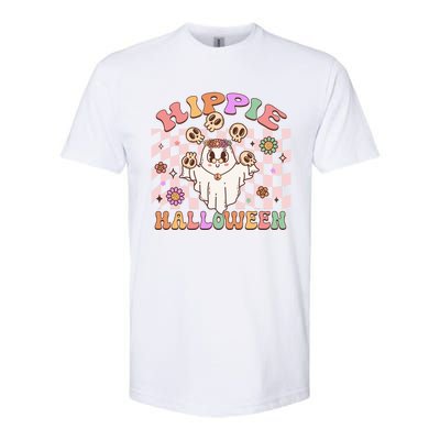 Hippie Halloween Floral Retro Groovy Ghost Costume Checkered Gift Softstyle CVC T-Shirt