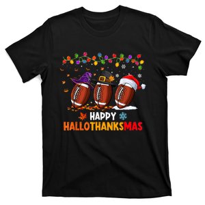 Happy Hallothanksmas Football Halloween Thanksgiving Xmas T-Shirt