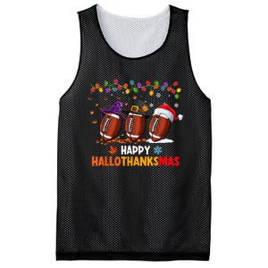 Happy Hallothanksmas Football Halloween Thanksgiving Xmas Mesh Reversible Basketball Jersey Tank