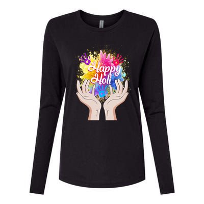 Happy Holi Festival Happy Holi Hands Tee Indian Gift Colors Meaningful Gift Womens Cotton Relaxed Long Sleeve T-Shirt