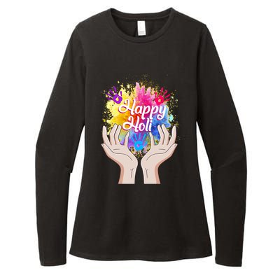 Happy Holi Festival Happy Holi Hands Tee Indian Gift Colors Meaningful Gift Womens CVC Long Sleeve Shirt