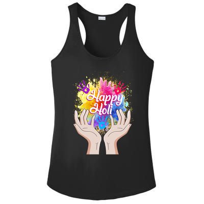 Happy Holi Festival Happy Holi Hands Tee Indian Gift Colors Meaningful Gift Ladies PosiCharge Competitor Racerback Tank