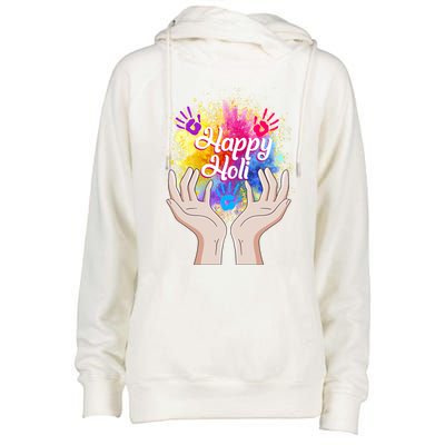 Happy Holi Festival Happy Holi Hands Tee Indian Gift Colors Meaningful Gift Womens Funnel Neck Pullover Hood