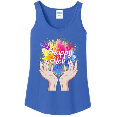 Happy Holi Festival Happy Holi Hands Tee Indian Gift Colors Meaningful Gift Ladies Essential Tank