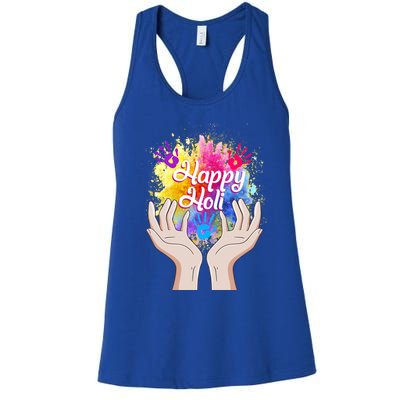 Happy Holi Festival Happy Holi Hands Tee Indian Gift Colors Meaningful Gift Women's Racerback Tank