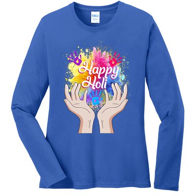 Happy Holi Festival Happy Holi Hands Tee Indian Gift Colors Meaningful Gift Ladies Long Sleeve Shirt