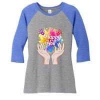 Happy Holi Festival Happy Holi Hands Tee Indian Gift Colors Meaningful Gift Women's Tri-Blend 3/4-Sleeve Raglan Shirt