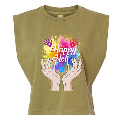 Happy Holi Festival Happy Holi Hands Tee Indian Gift Colors Meaningful Gift Garment-Dyed Women's Muscle Tee