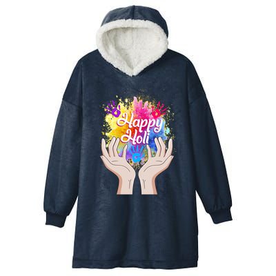 Happy Holi Festival Happy Holi Hands Tee Indian Gift Colors Meaningful Gift Hooded Wearable Blanket