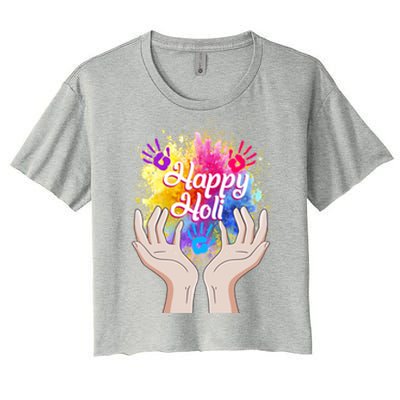 Happy Holi Festival Happy Holi Hands Tee Indian Gift Colors Meaningful Gift Women's Crop Top Tee