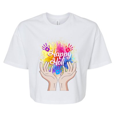 Happy Holi Festival Happy Holi Hands Tee Indian Gift Colors Meaningful Gift Bella+Canvas Jersey Crop Tee