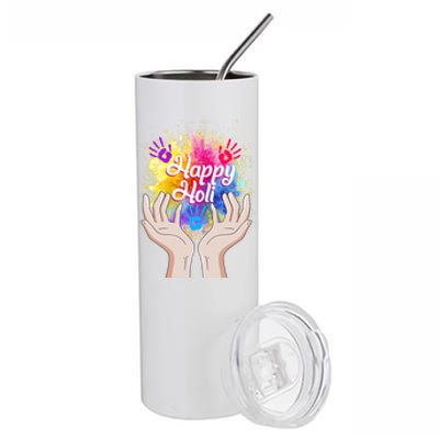 Happy Holi Festival Happy Holi Hands Tee Indian Gift Colors Meaningful Gift Stainless Steel Tumbler