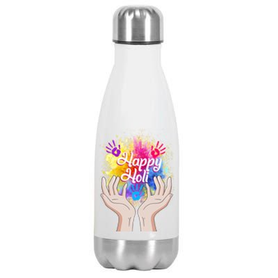 Happy Holi Festival Happy Holi Hands Tee Indian Gift Colors Meaningful Gift Stainless Steel Insulated Water Bottle