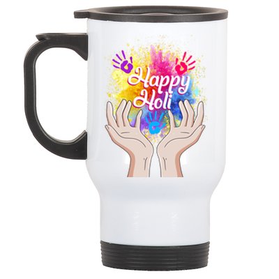 Happy Holi Festival Happy Holi Hands Tee Indian Gift Colors Meaningful Gift Stainless Steel Travel Mug