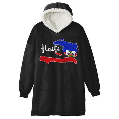 Happy Haitian Flag Day Cool Haiti Flag Map Haitian Pride Hooded Wearable Blanket
