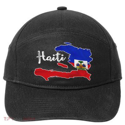 Happy Haitian Flag Day Cool Haiti Flag Map Haitian Pride 7-Panel Snapback Hat