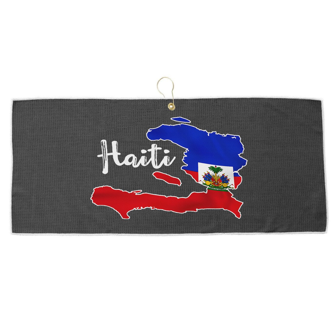 Happy Haitian Flag Day Cool Haiti Flag Map Haitian Pride Large Microfiber Waffle Golf Towel
