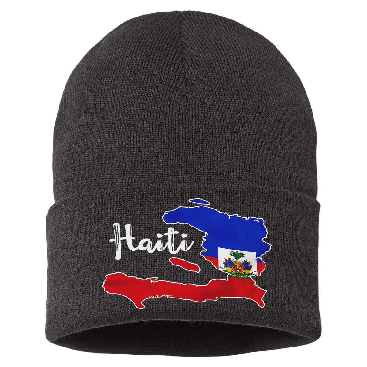 Happy Haitian Flag Day Cool Haiti Flag Map Haitian Pride Sustainable Knit Beanie