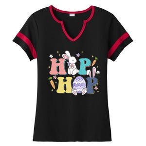 Hip Hop Funny Cute Easter Bunny Ladies Halftime Notch Neck Tee