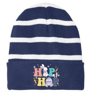 Hip Hop Funny Cute Easter Bunny Striped Beanie with Solid Band