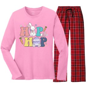 Hip Hop Funny Cute Easter Bunny Women's Long Sleeve Flannel Pajama Set 