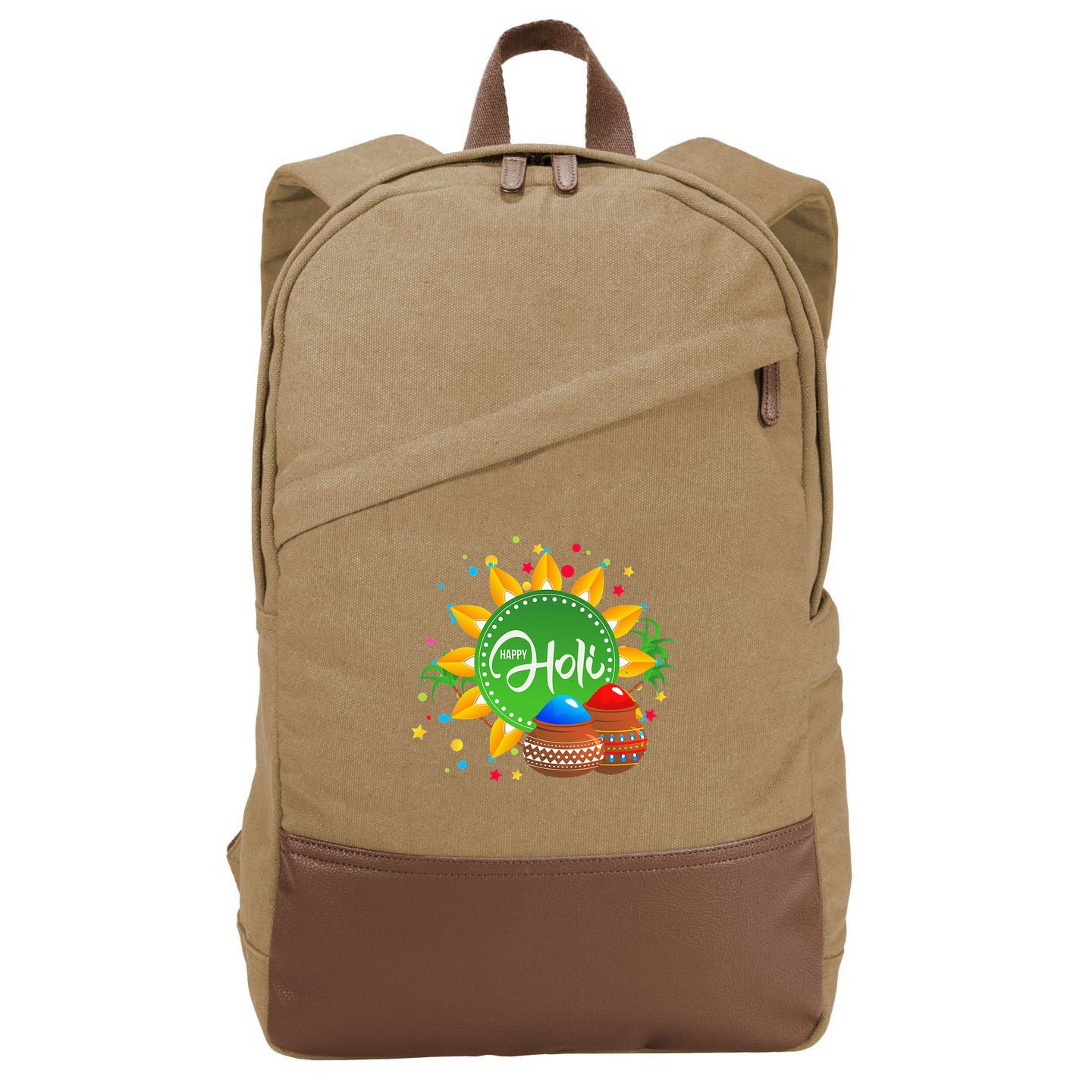 Happy Holi For  India Hindu Cotton Canvas Backpack