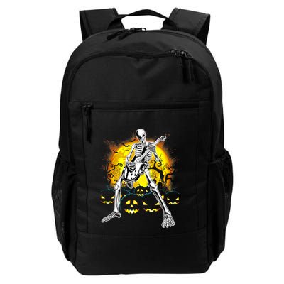 Happy Halloween Funny Skeleton Playing Guitar Pumpkin Vibes Backpack